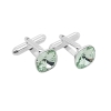 Srebrne spinki do mankietów Swarovski square chrysocolite - light green - Manufakturaspinek.pl